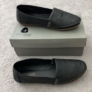 Leather slip on shoe with rubber bottom